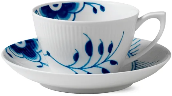 Royal Copenhagen Blå Mega Ribbed kopp och fat - 28 cl