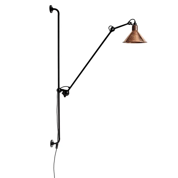 Lampe Gras N214 Vägglampa Matt Svart/Råkoppar