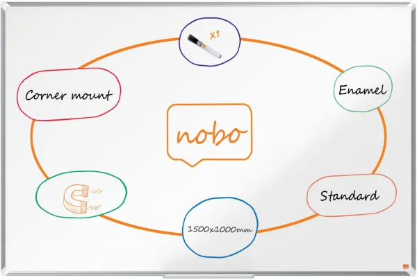 Nobo Premium Plus emaljeret whiteboard 150x100cm vit